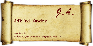 Jáni Andor névjegykártya