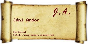 Jáni Andor névjegykártya